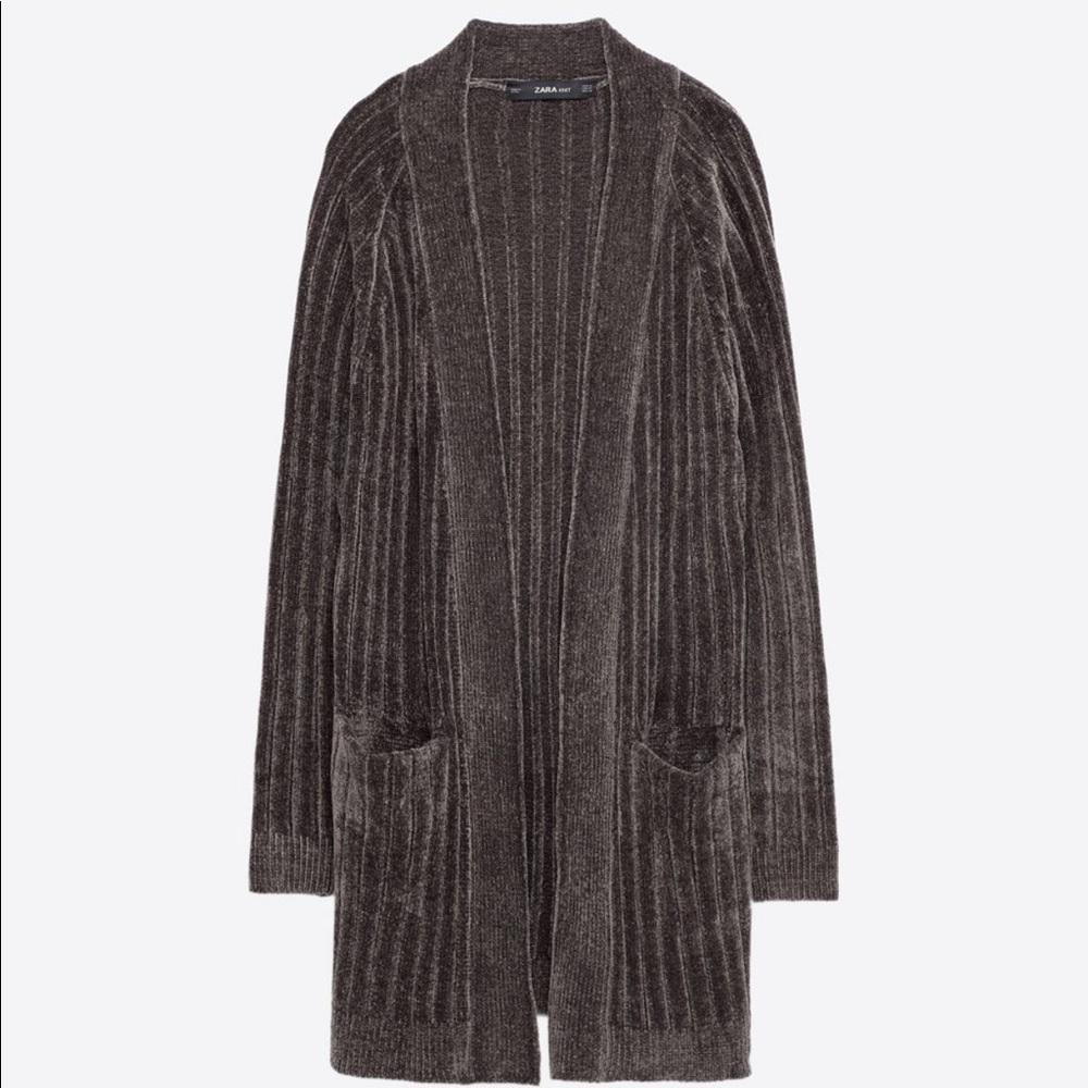 NWOT Zara Gray Chenille Long Cardigan